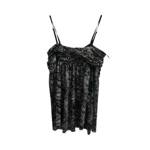 Express size‎ L  Grey Leopard Mesh Midi Dress Sleeveless Lined Empire